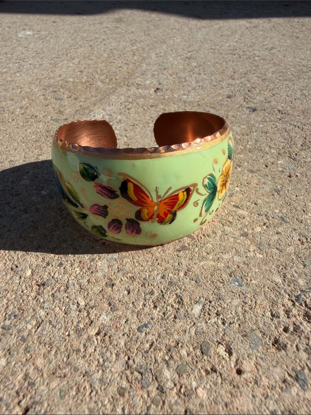 Hand-Painted Mint Green Butterfly Cuff Bracelet